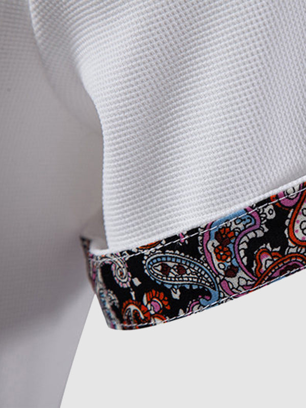 Paisley Lapel Short Sleeve Shirt