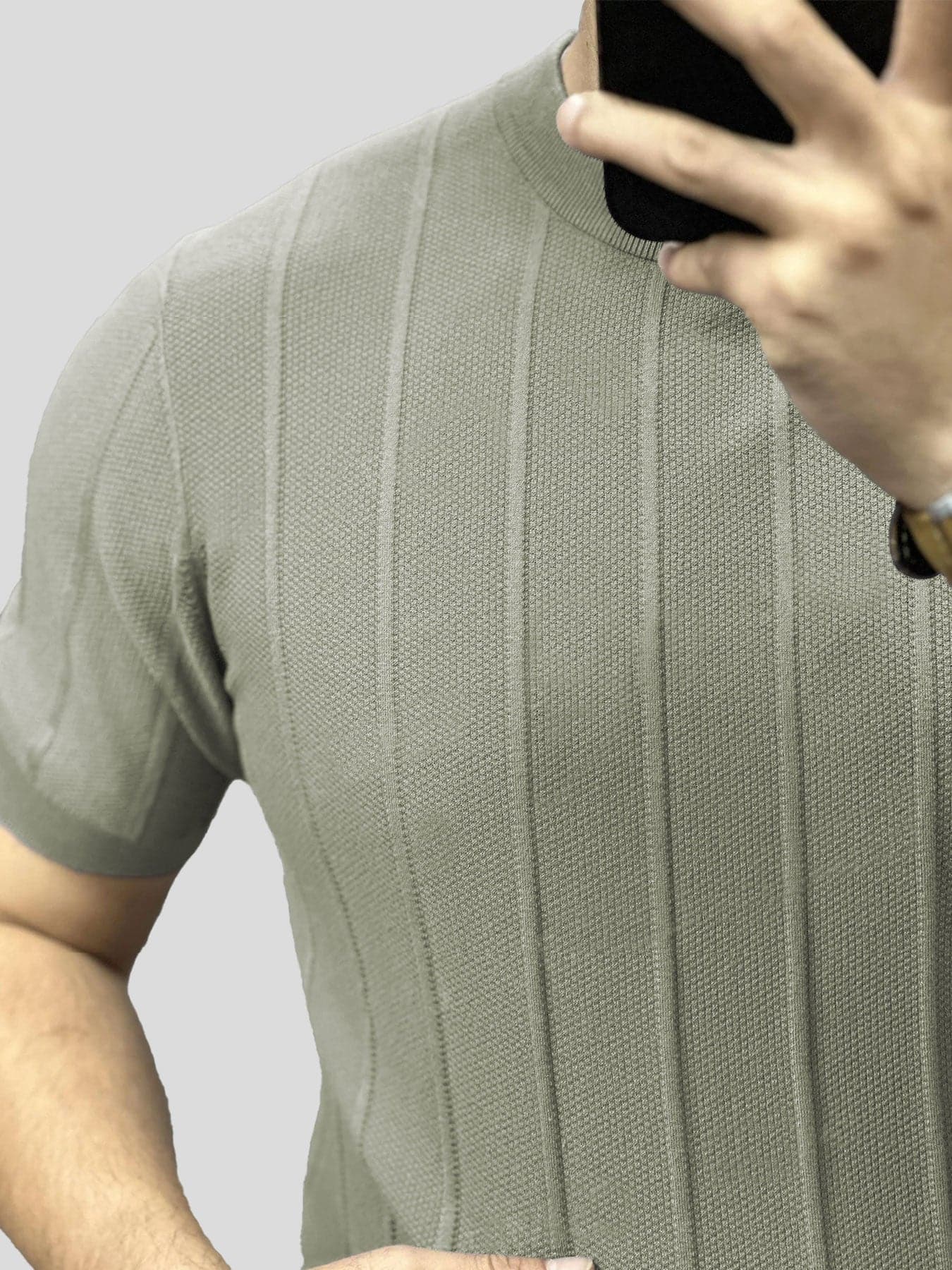 Breathable Striped Short Sleeve Knitted T-Shirt