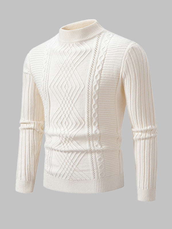 Geometric Mock Neck Sweater