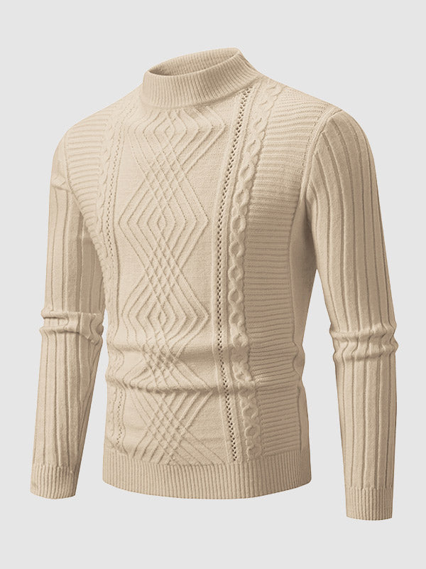 Geometric Mock Neck Sweater