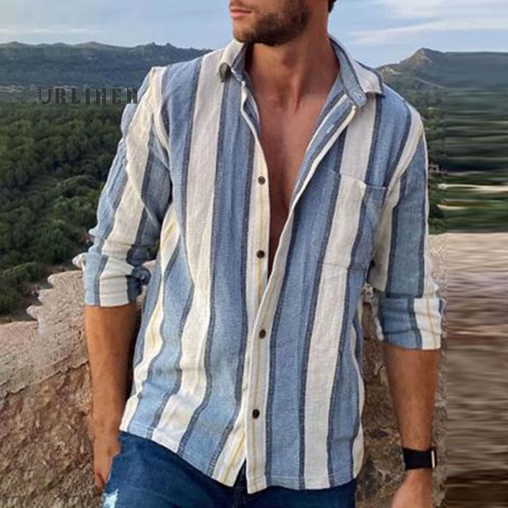 Cotton Linen Striped Shirt