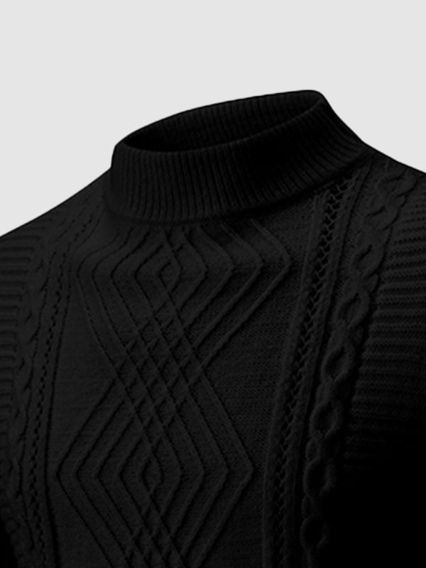 Geometric Mock Neck Sweater