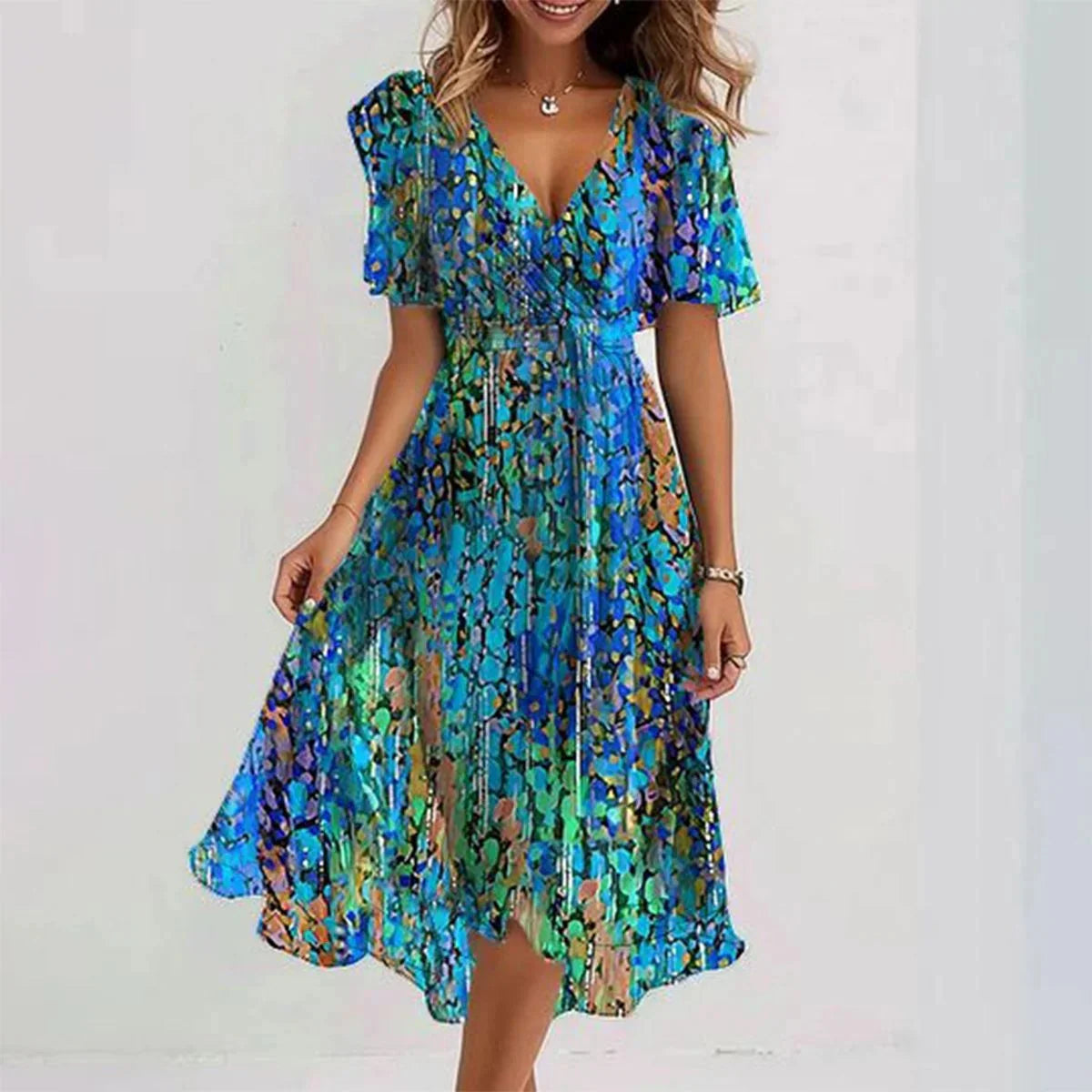 Lynette™ | Elegant Short Sleeve Chiffon Dress