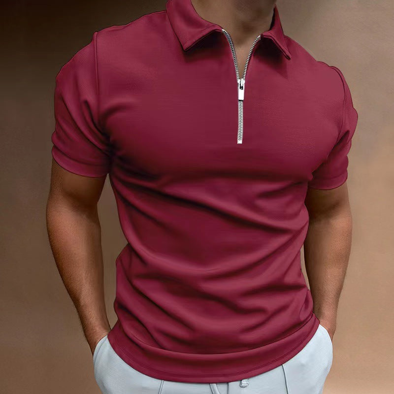 Carlios Short Sleeve Polo Shirt with Zipper Collar