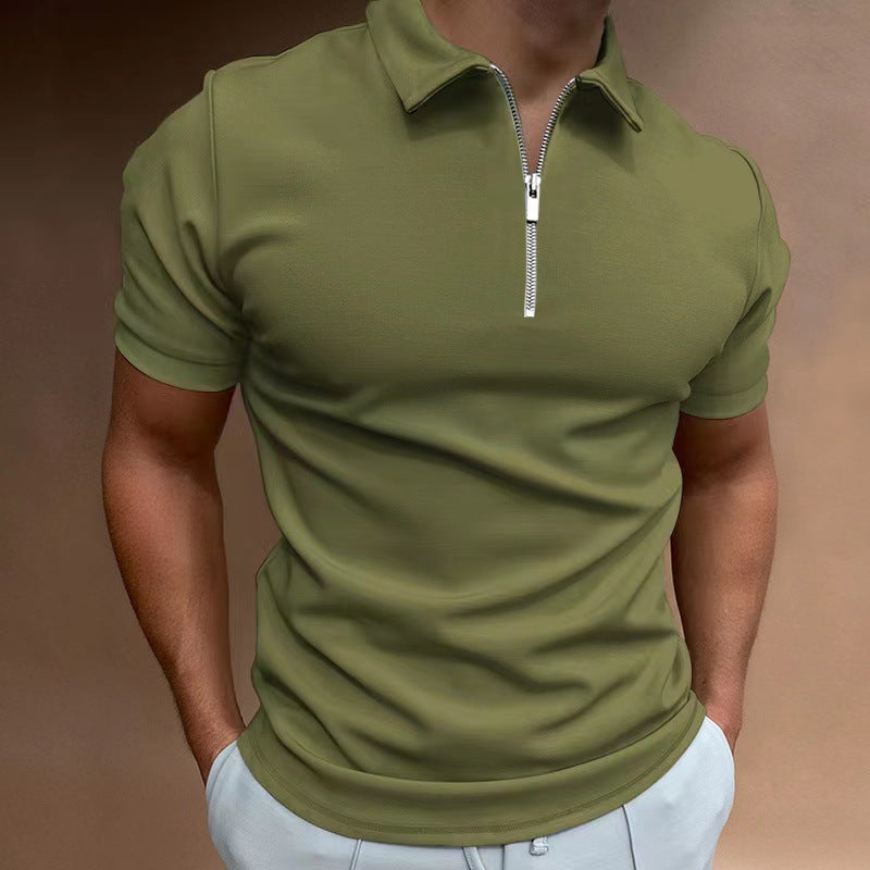 Carlios Short Sleeve Polo Shirt with Zipper Collar