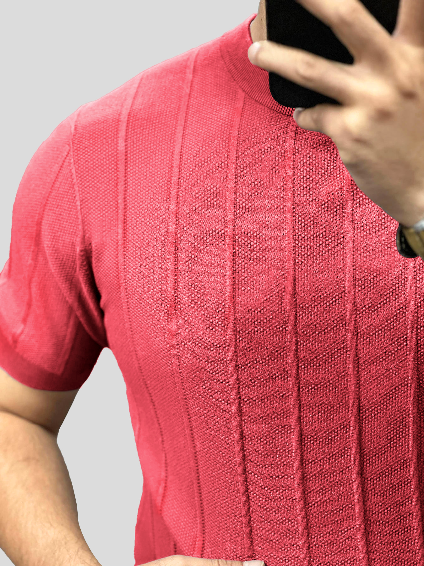 Breathable Striped Short Sleeve Knitted T-Shirt