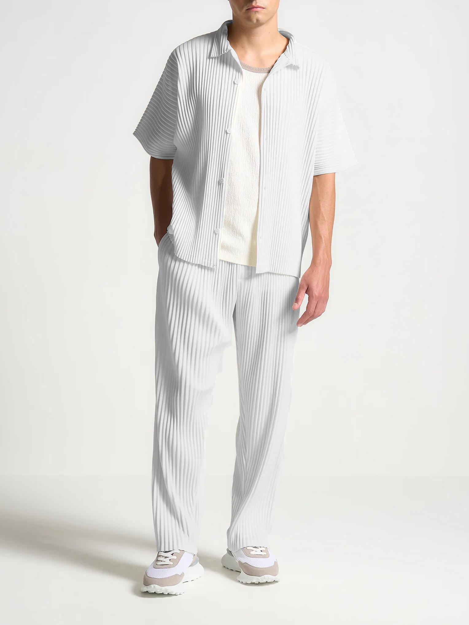 Santorini Pleated Shirt White