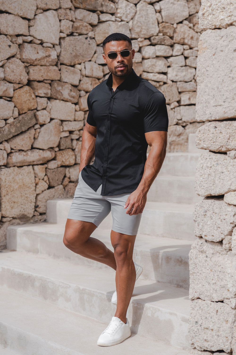 Hercules Muscle-Fit Chino Shorts Light Grey