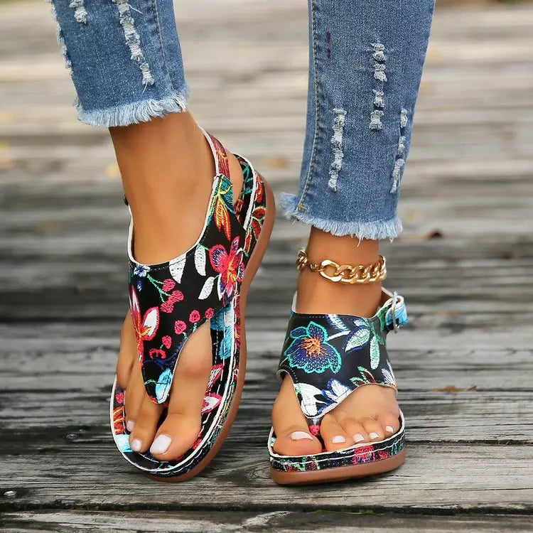 Ruby | Floral Wedge Sandals