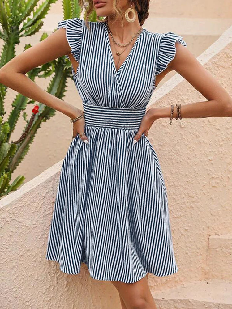 Emily | Elegant Striped Dress