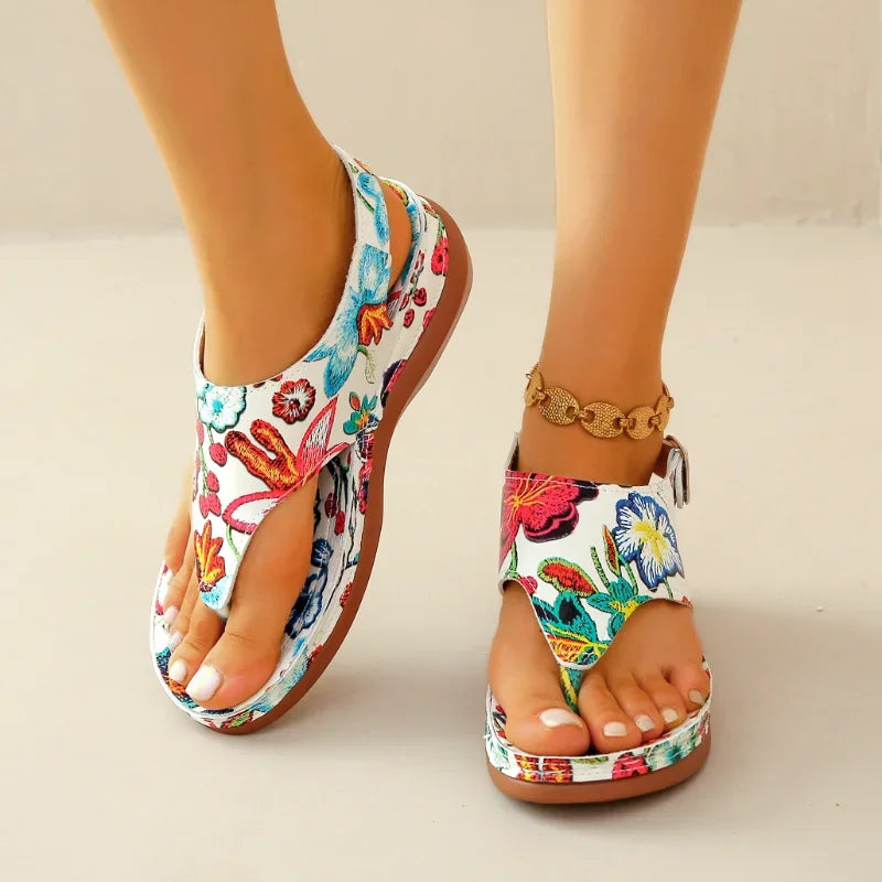 Ruby | Floral Wedge Sandals