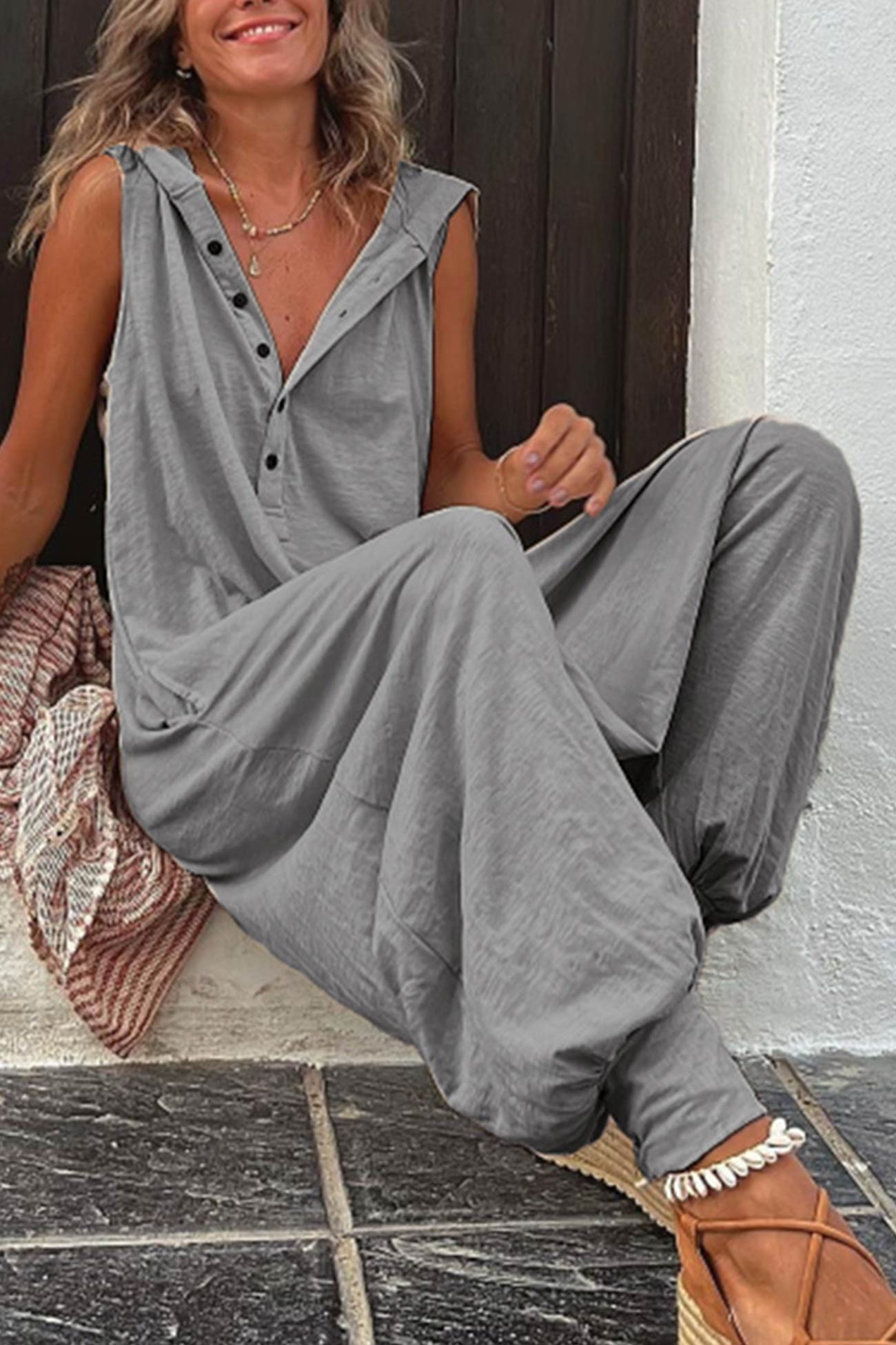 Sleeveless Hooded Jumpsuit