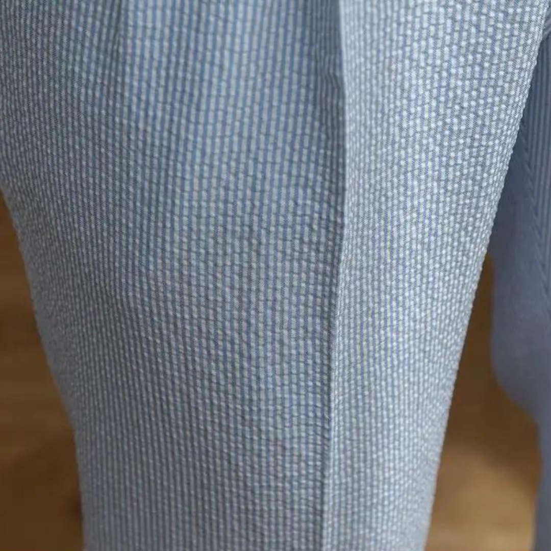 Capri Seersucker Pleated Trousers Soft Blue