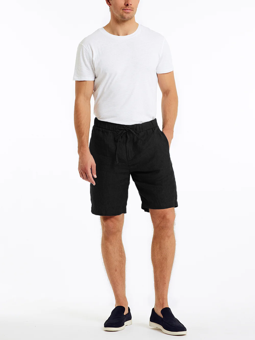 Capri Linen Shorts Black