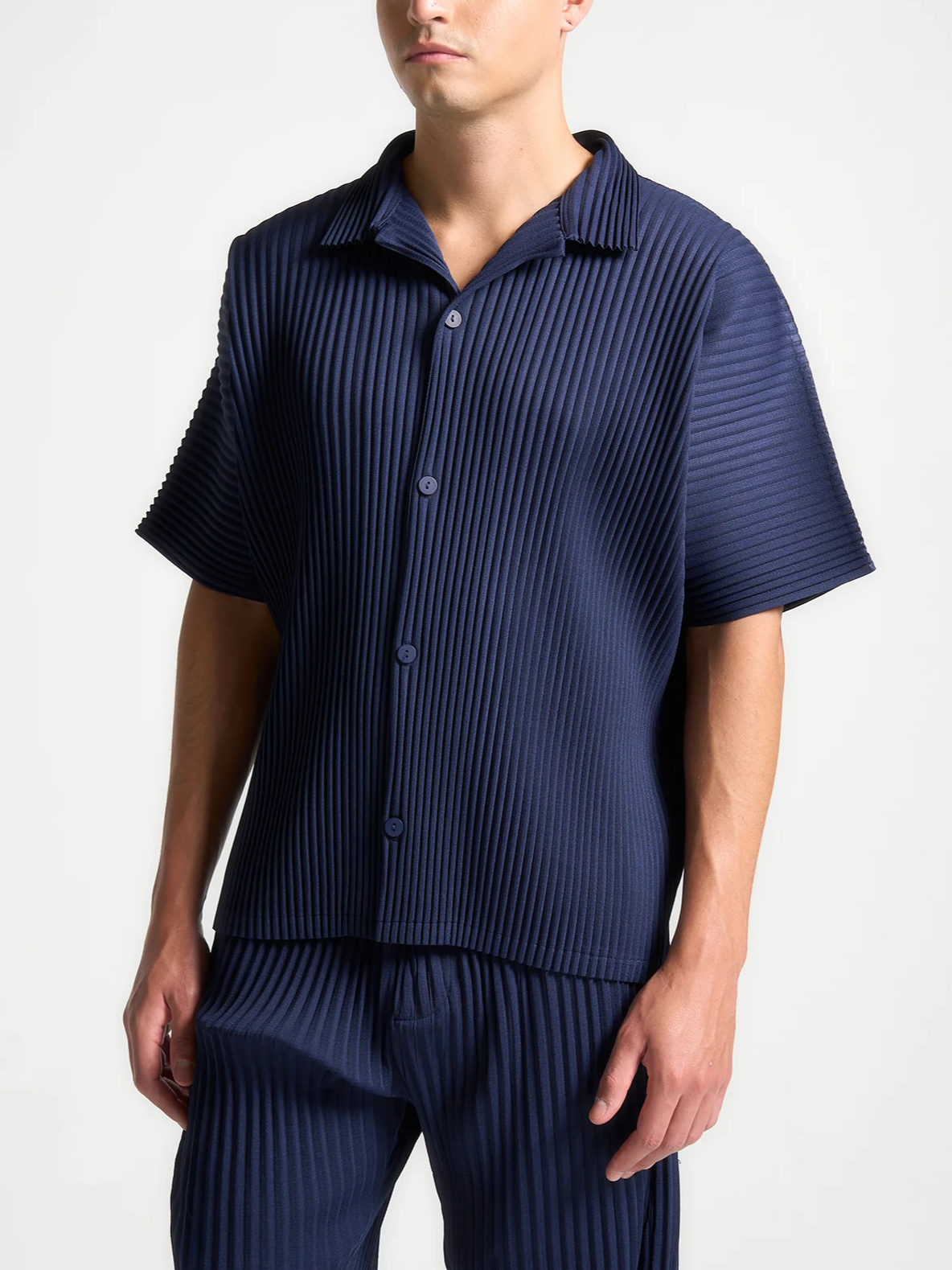 Santorini Pleated Shirt Navy