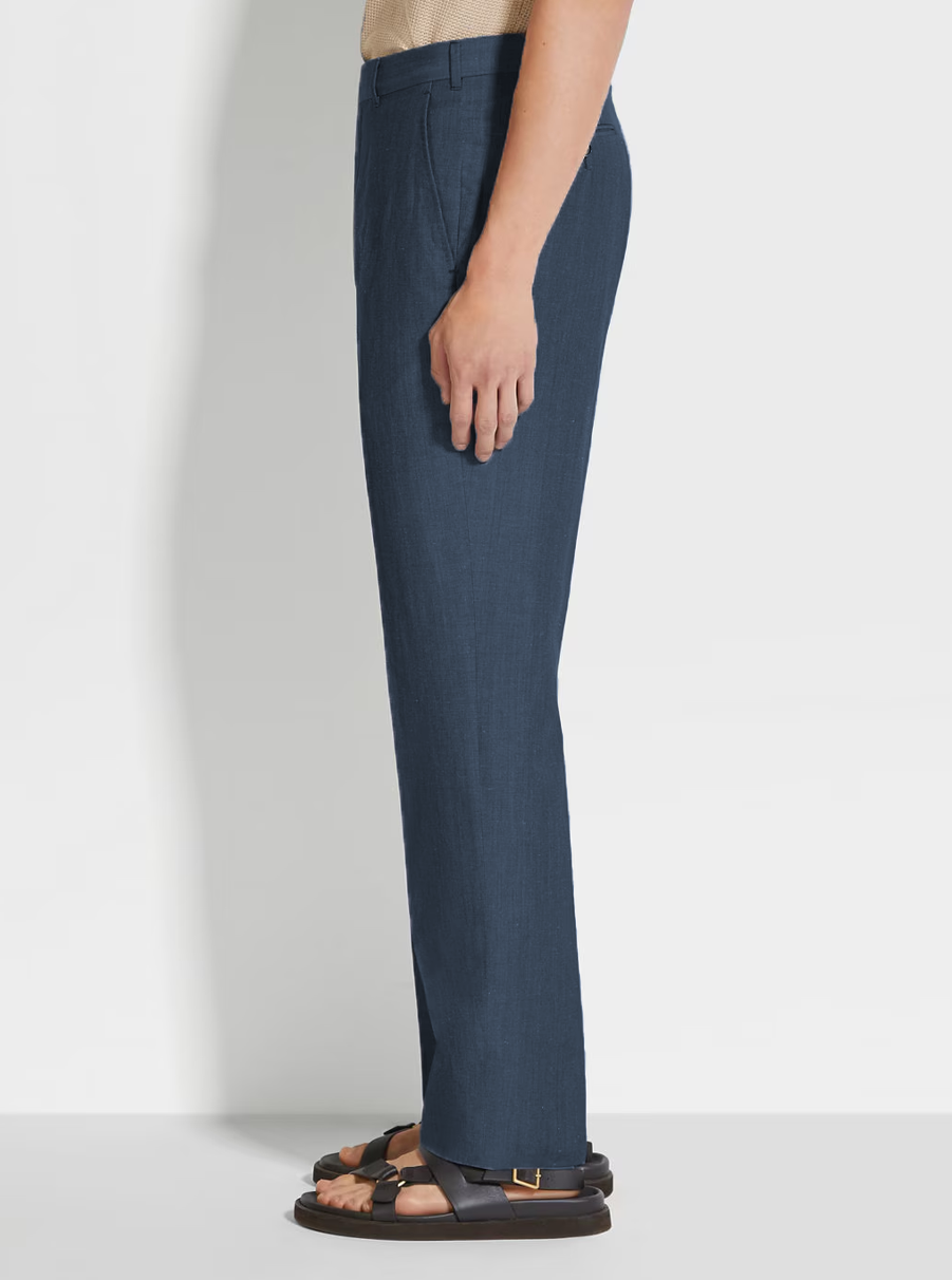 Adria Linen Trousers Navy