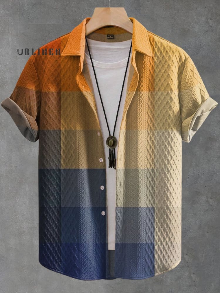 Gradient Mosaic Jacquard Shirt