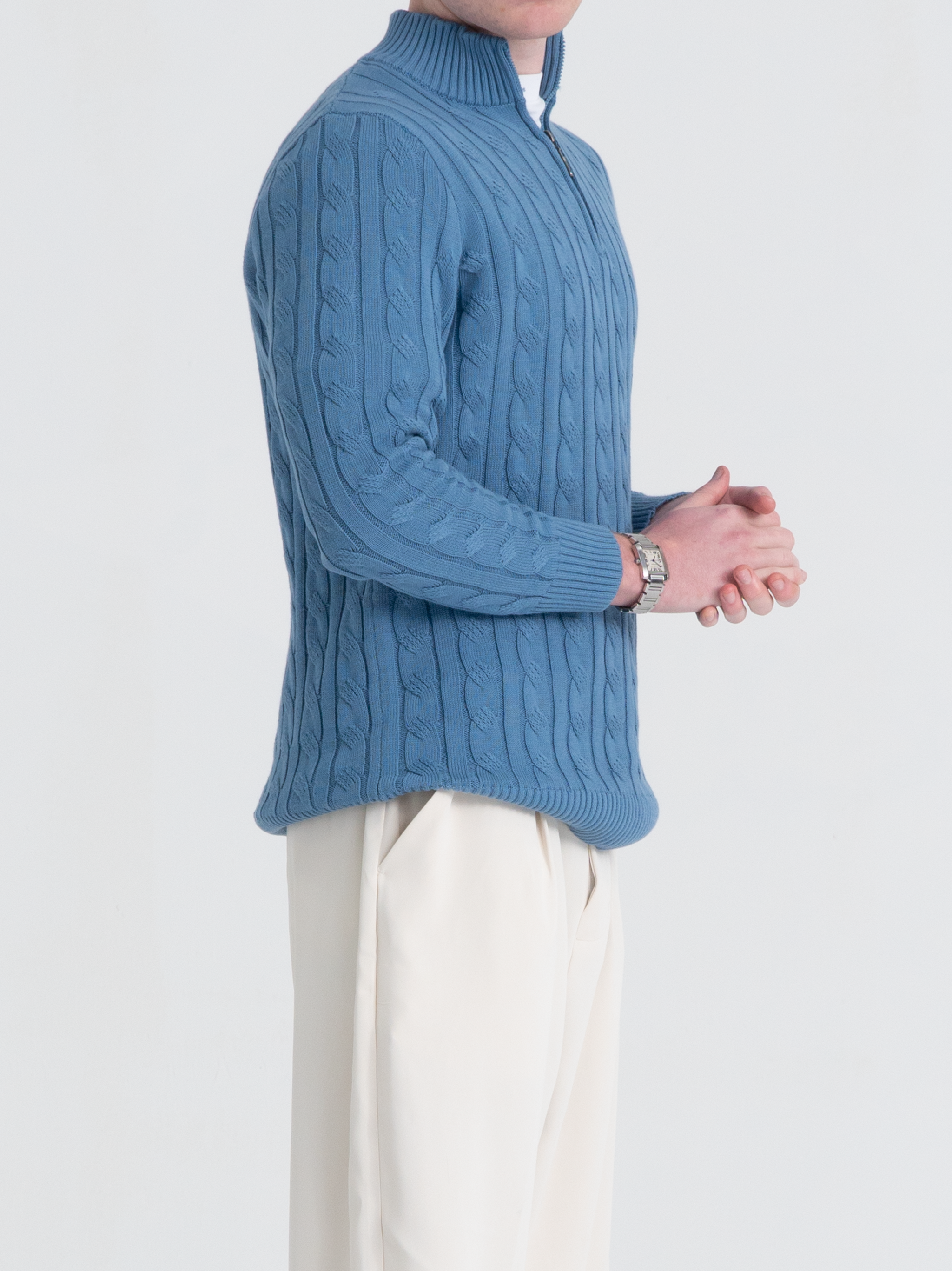 Nova Quarter Zip Sweater Sky Blue